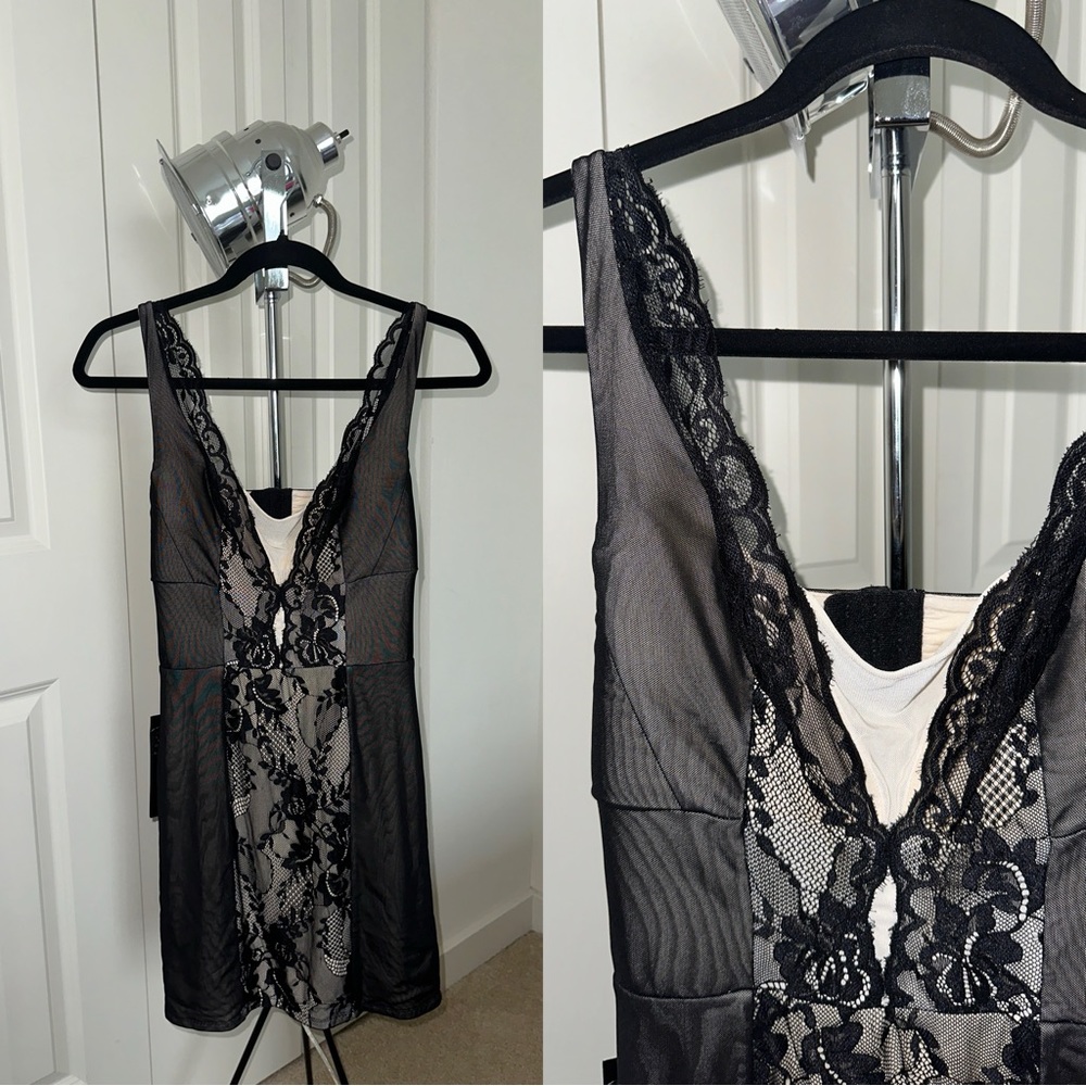 NWT Bebe Black Andie Lingerie Cocktail Dress Size Small